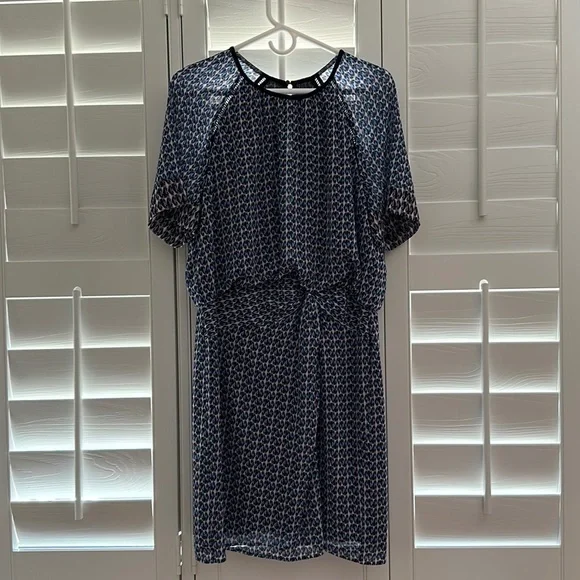 REISS Heidi Knot Waist Diamond Print Dress (NWT) - Picture 3 of 8